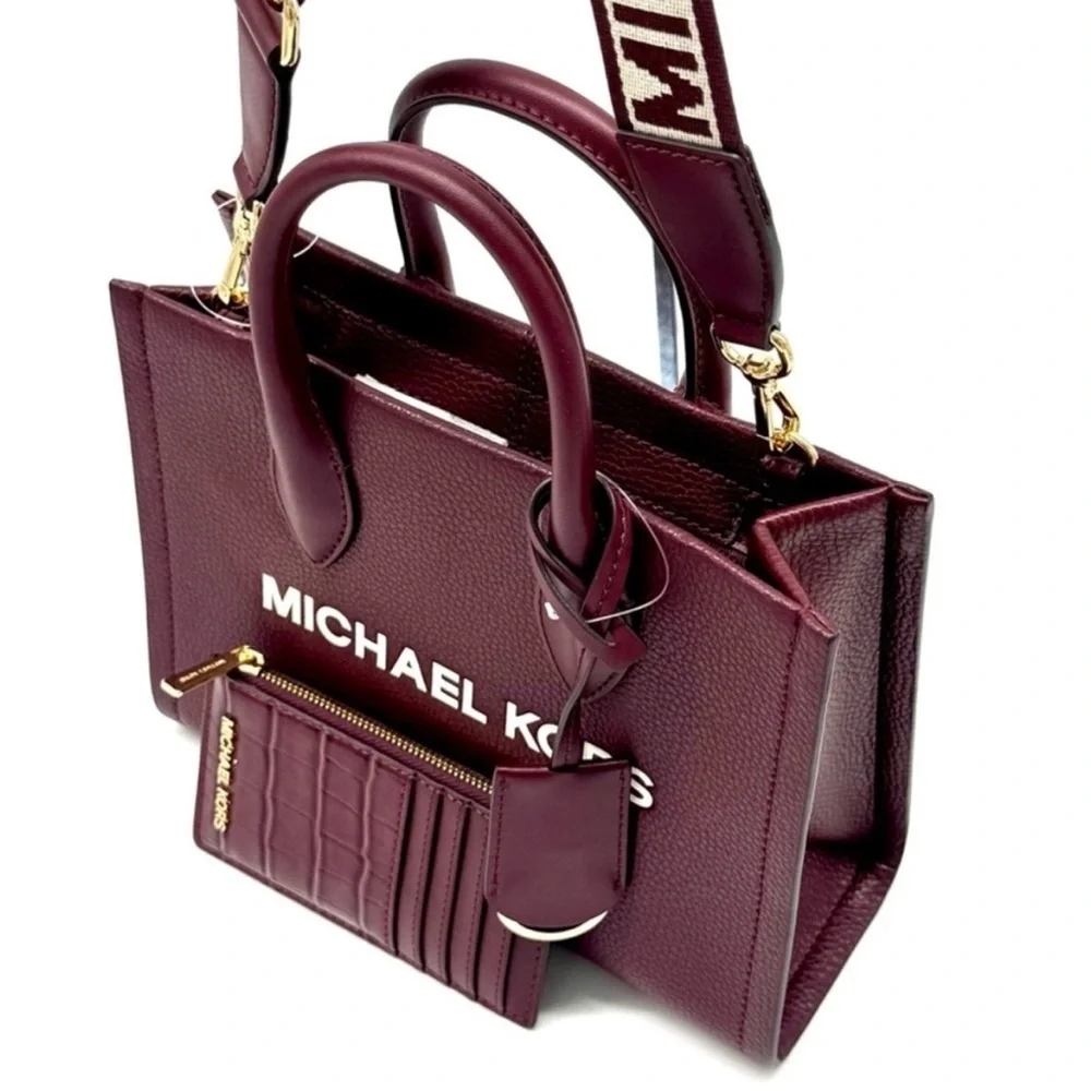 Michael Kors Mirella Small Crossbody Bag & Matching Card Case Wallet Ox Blood
